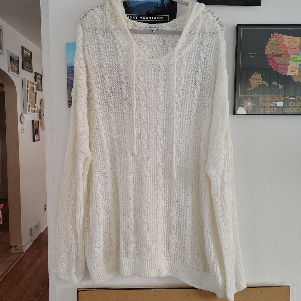 White Birch Cream V-Neck Sweater